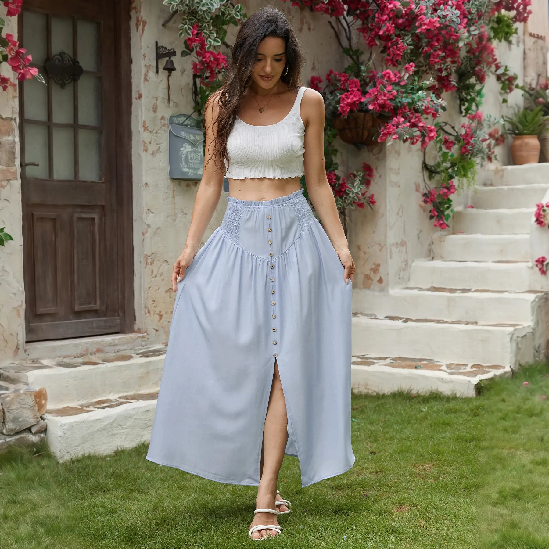Elevate Your Summer Wardrobe with the Florboom Women's Flowy A-Line Maxi Skirt – Trendy Coastal Cowgirl Style for Vacation and Travel