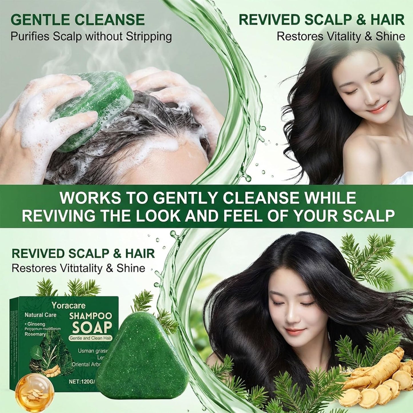 Korean Scalp Revival Bar,Strengthening Botanical Formula, Deep Hydrating Scalp,Strengthening & Thinning Hair, Gentle Hydrating Solid Shampoo (1, 4.23OZ)