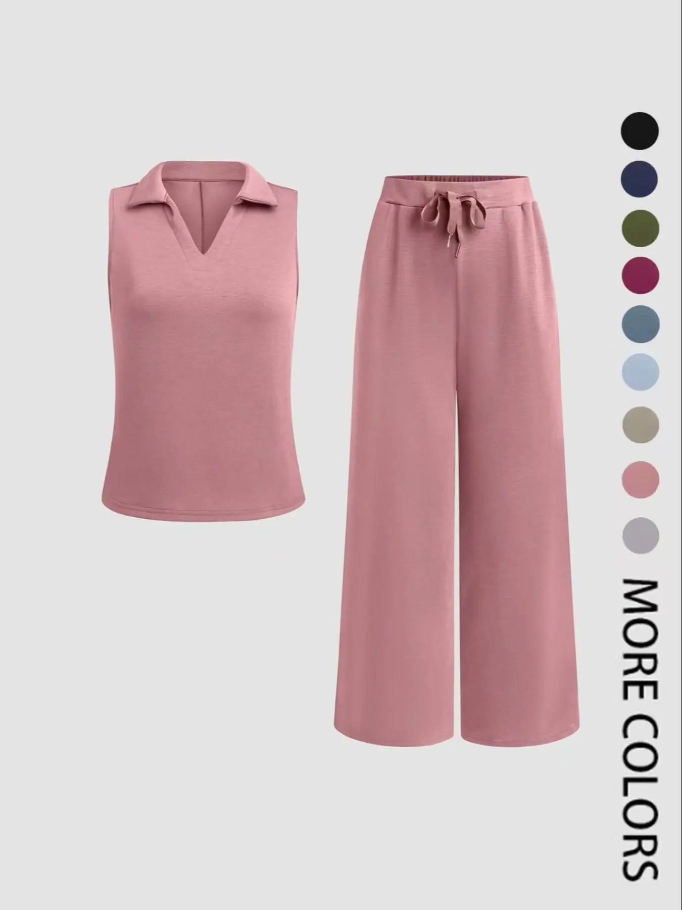 Elevate Your Wardrobe with Our Women's Casual Solid Color Fitted Tank Top & Wide Leg Cropped Pants Two-Piece Set - Perfect for All Seasons!