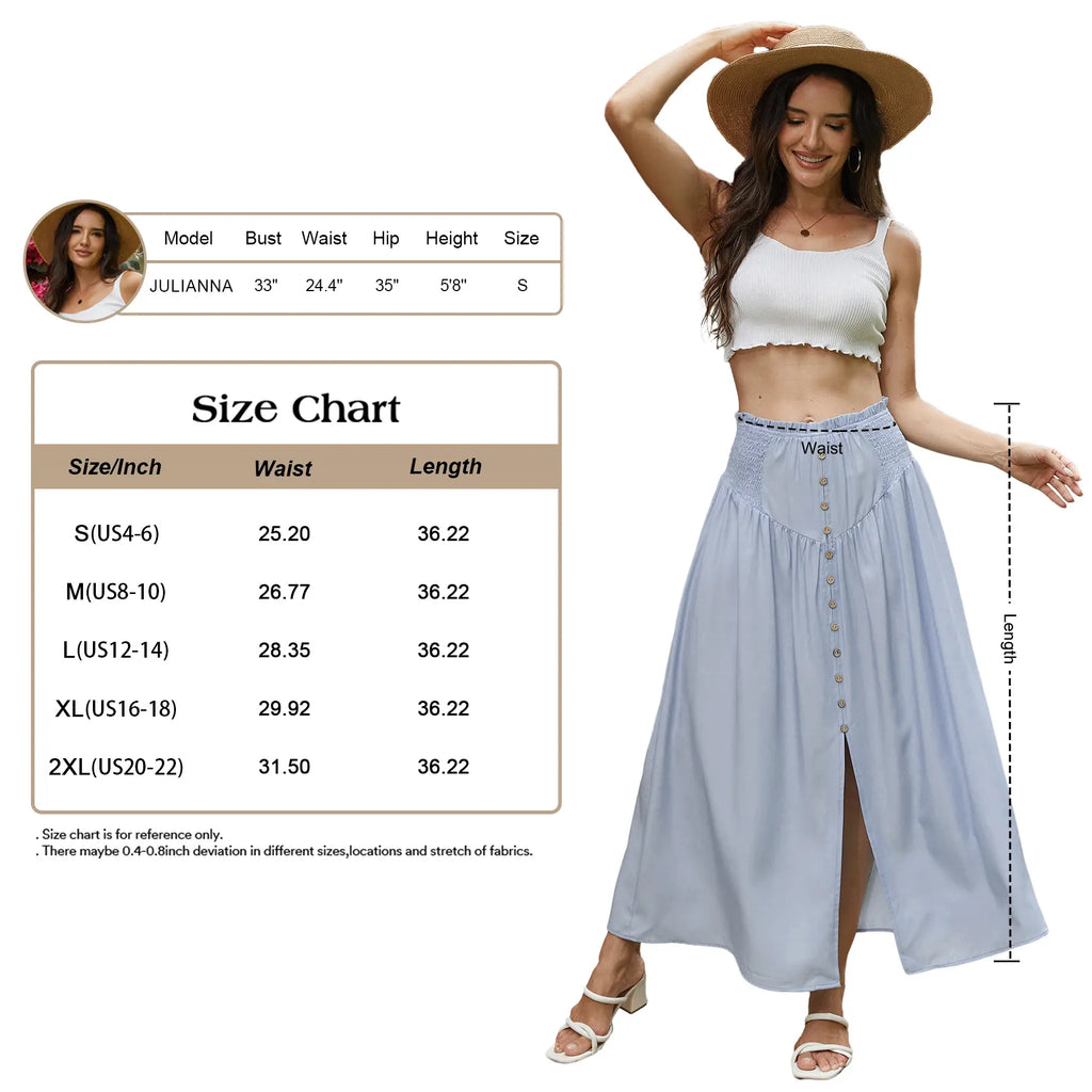 Elevate Your Summer Wardrobe with the Florboom Women's Flowy A-Line Maxi Skirt – Trendy Coastal Cowgirl Style for Vacation and Travel
