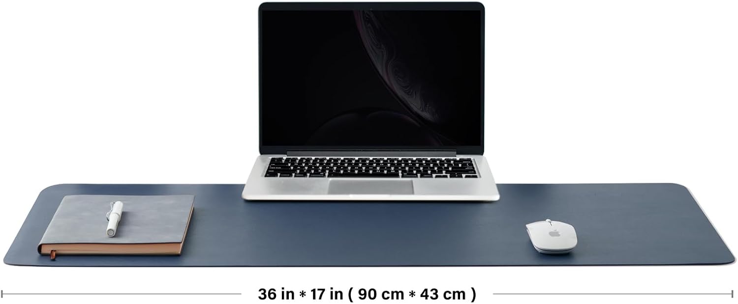 Cork Desk Mat - Dual-Sided Desk Pad for Office and Home - Desk Organization and Accessories - Ideal for Large Mouse Pad and Desk Mats on Top of Desks(Dark Blue,90Cmx 43Cm)