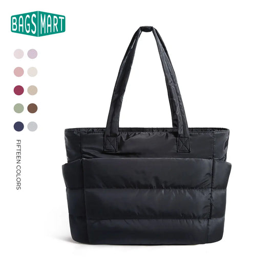 【Limited-Time Sale】Bagsmart Puffy Bubble 3 Sizes Tote Bag for Women Commute Laptop Gym Bag Tote Bag, Lightweight Versatile Tote with Multiple Compartments for Travel & Work Organize Zipper Closure Durable Quilted Tote Bag Travel Bag Tiktokshopmemorialday