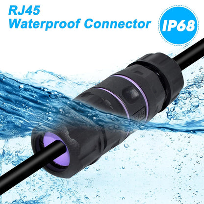 IP68 Waterproof RJ45 Coupler, Shielded Pure Copper Ethernet Coupler, Gigabit Coupler IP68 Waterproof Ethernet Outdoor LAN Cable Connector for Cat5, Cat5E/Cat6/Cat7/Cat8 Ethernet Cable (1 PCS)