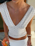 Chic & Elegant Women’s Summer Sleeveless V-Neck Polka Dot Tank Top for Parties and Clubs