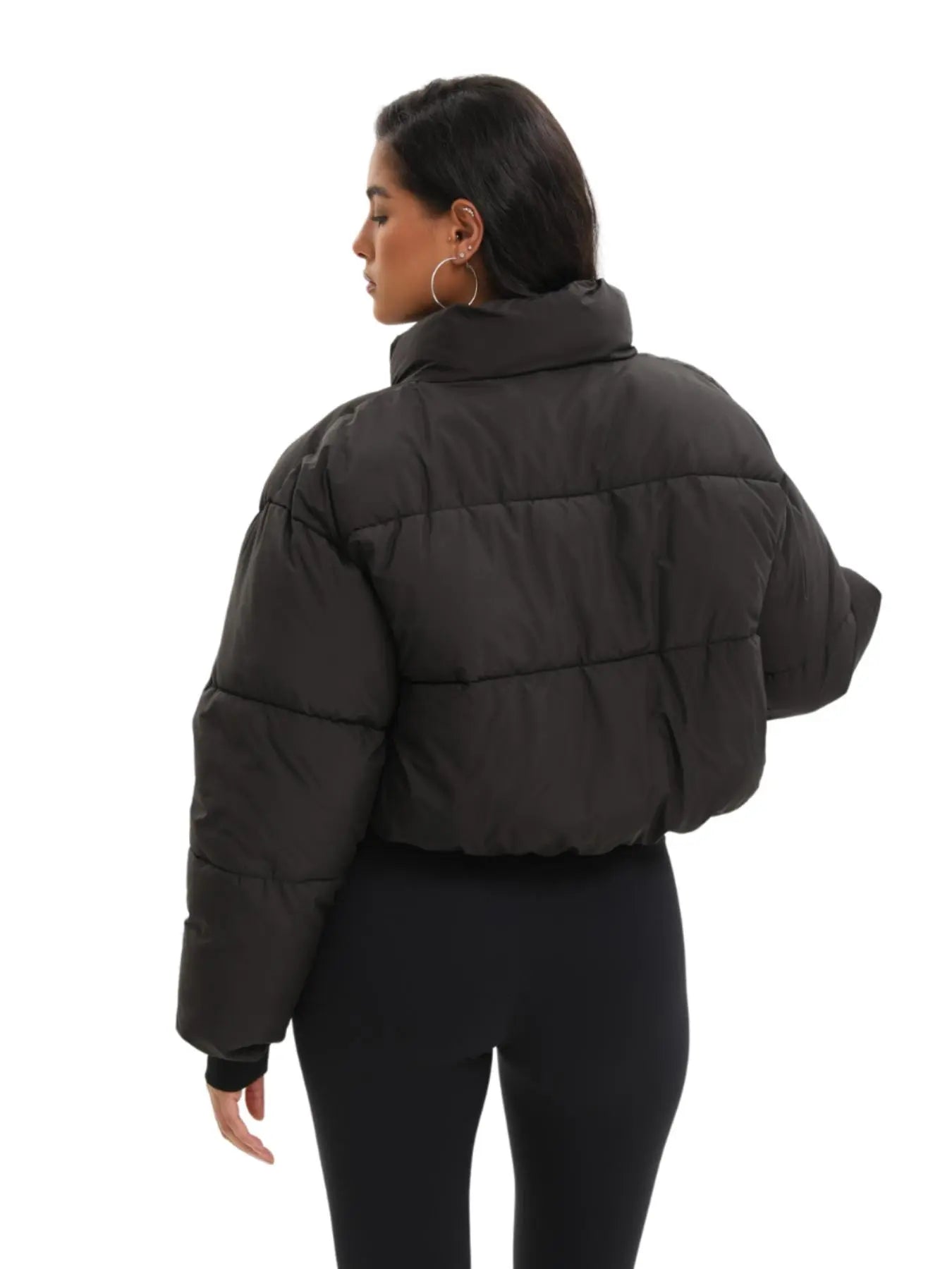 PUFFIT Stand-Up Collar Cropped Puffer Jacket Women Coats Splashproof