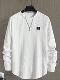Elevate Your Wardrobe with Our Men's Fitted Long Sleeve Round Neck Knit T-Shirt – Stylish Patchwork Design for All Seasons!