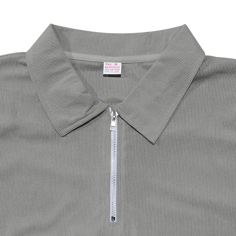 Summer New European and American Men'S Solid Color Suit Lapel Short Sleeve Zipper Trouser Suit