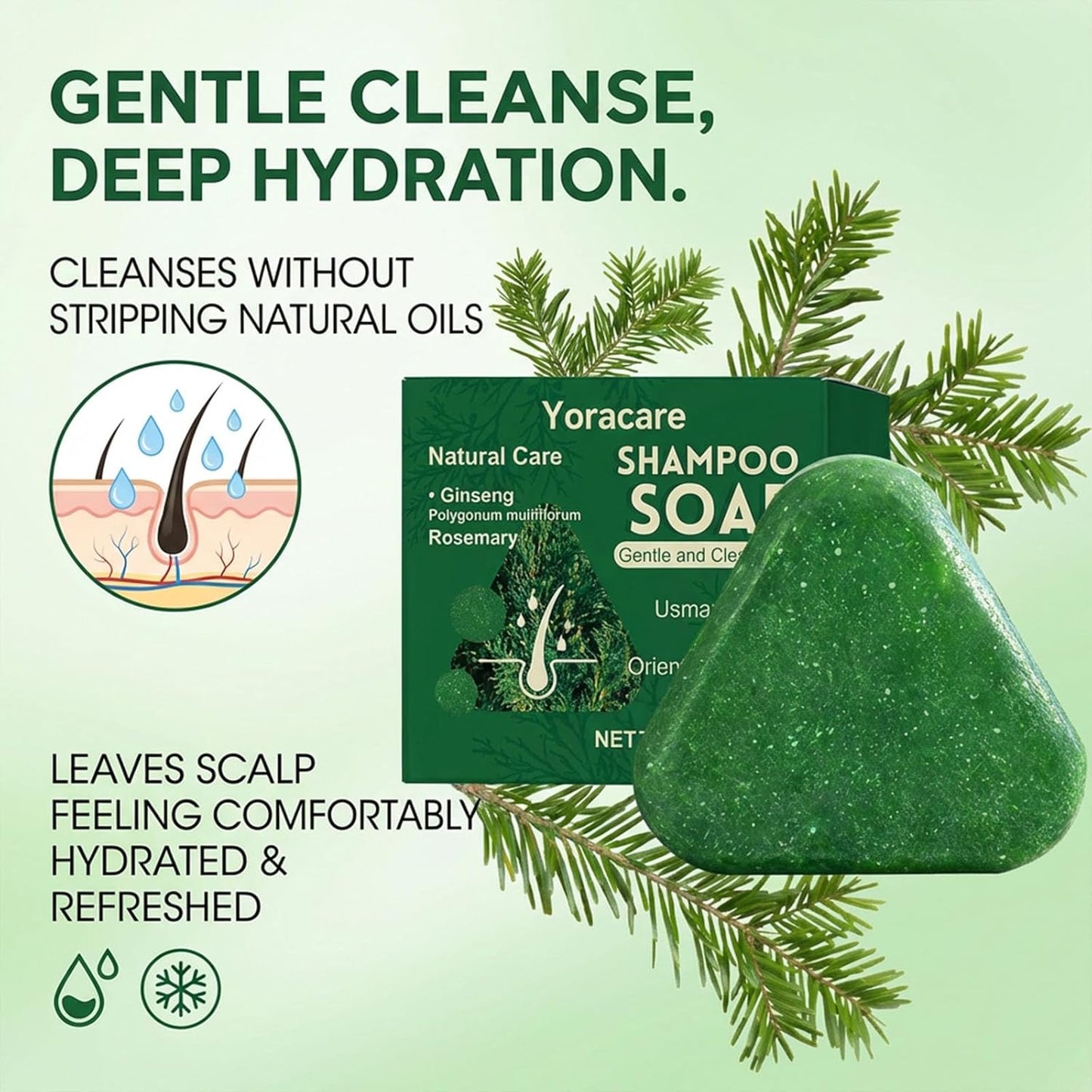 Korean Scalp Revival Bar,Strengthening Botanical Formula, Deep Hydrating Scalp,Strengthening & Thinning Hair, Gentle Hydrating Solid Shampoo (1, 4.23OZ)