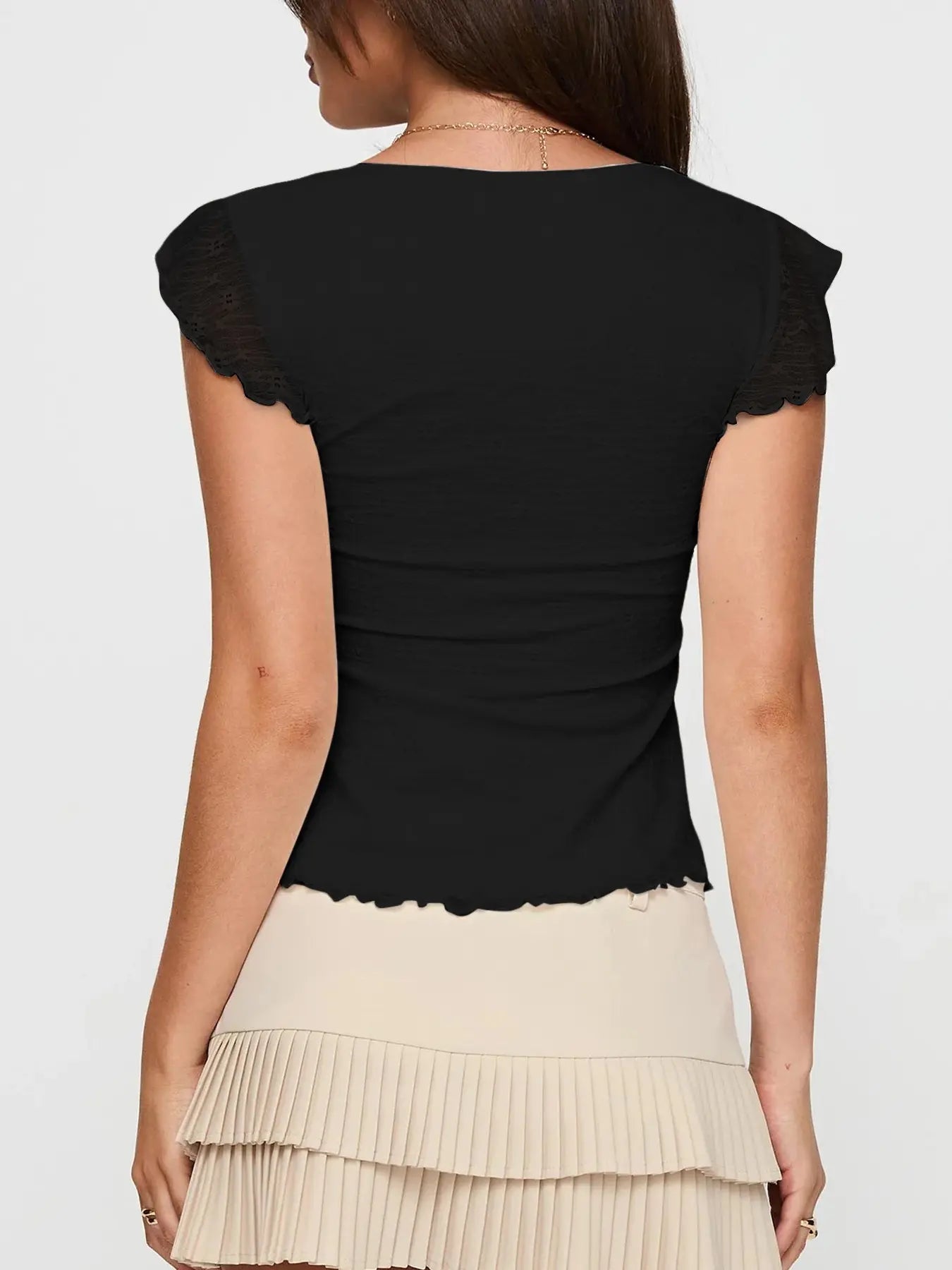 Chic Women's Square Neck Knitted Blouse with Belted Waist - Perfect for Summer Outings, Valentine's Day, and Daily Wear